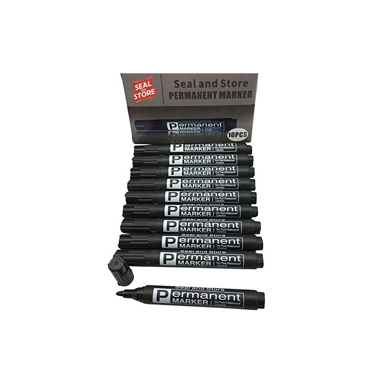 30 Black Permanent Markers Bullet Tip Boxed Black Markers