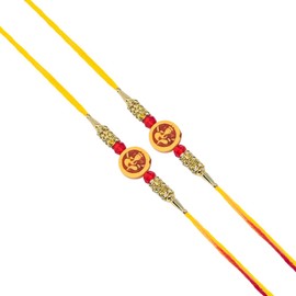 WhopperIndia Set of 2 Rakhi for Brother Gift for Raksha Bandhan Handmade Silk Rakhee Thread Bracelet with Ganesh Design Multi Design Assorted Colors rakhi set of 2 | rakhi bracelet | | rakhi for boy | Indian Rakhee