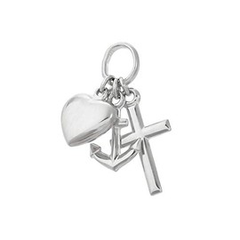 NKlaus 11 mm Faith Love Hope 925 Sterling Silver or 333.585 Yellow Gold and 333 White Gold Pendant, Sterling Silver