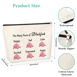 Blobfish Gifts Cosmetic Bag Blobfish Lover Gift Toiletry Bag Sea Animal Lovers Gift for Women Her Colleague Christmas Birthday Present for Daughter Sister Friend Travel Zipper Pouch