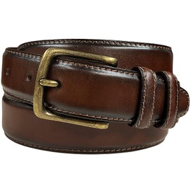 301012 Belts for Men Genuine Leather Dress Belt With Antique Brass Buckle, 1-3/8"(35mm) Wide ( Brown, 42 )