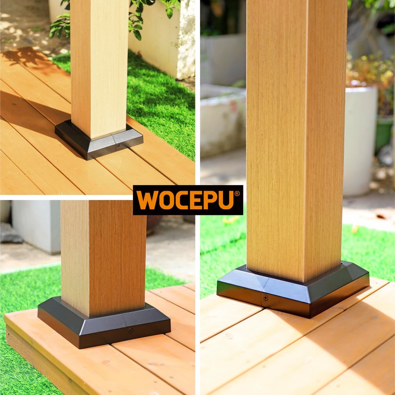 Wocepu 4 pcs 5.5"x5.5" Aluminum Deck Post Base Cover, for