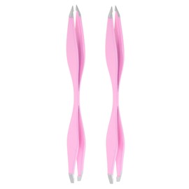 FOMIYES 2pcs Eyebrow Tweezers Double Ends Stainless Steel Tweezers Makeup Tools With Slant Pointed Tips For Removing Facial Hair Ingrown Hair