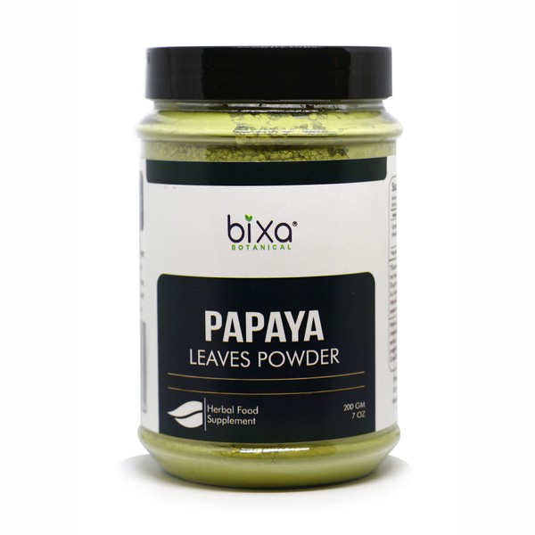 bixa BOTANICAL Papaya Leaf Powder (Carica Papaya) | Ayurvedic Herb, Anti-oxidant Agent | Herbal Supplement (200g/7Oz) Pack of 1