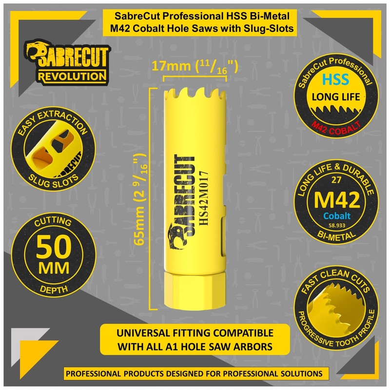 1 x SabreCut HS42M017 17mm High Performance HSS Bi-Metal M42