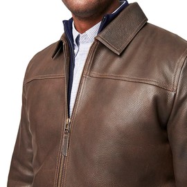 Isaac & David Chicago Men's New Black/Brown Lambskin Leather Classic Open Bottom Jacket Motorcycle Vintage Racing Jacket (US, Alpha, X-Large, Regular, Regular, Brown Leather Jacket)
