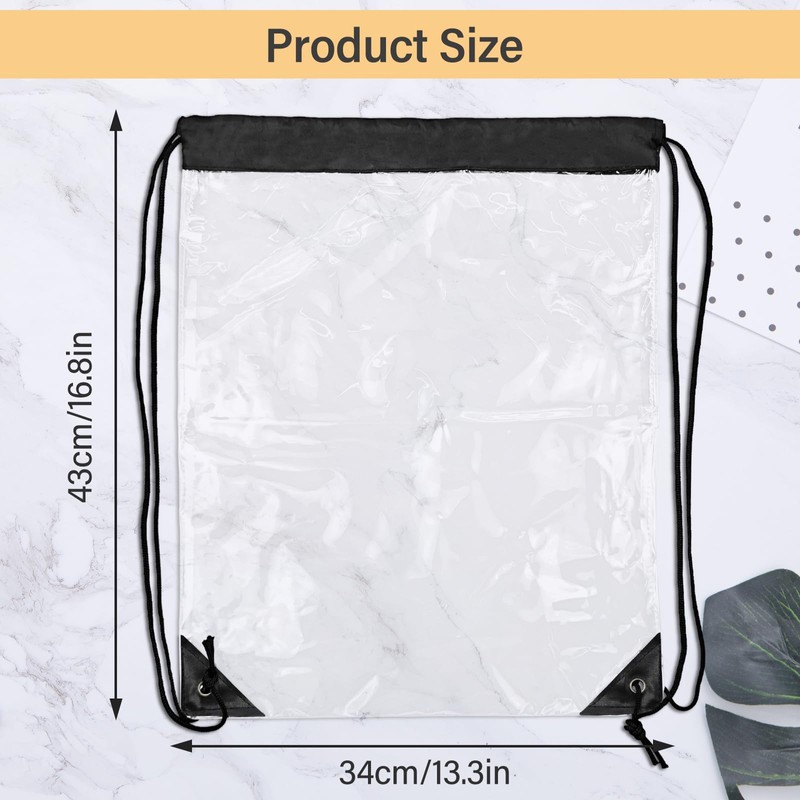 AdiStylinno 2 Pcs Drawstring Backpacks, See Through PVC Waterproof Drawstring