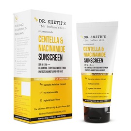 Dr. Sheth’s Centella & Niacinamide Oil Control Sunscreen with SPF 50 & PA+++ | Gel Based Formula with Dry Touch Matte Finish | Ideal for Oily & Acne-Prone Skin | 1.76 Oz/50 g