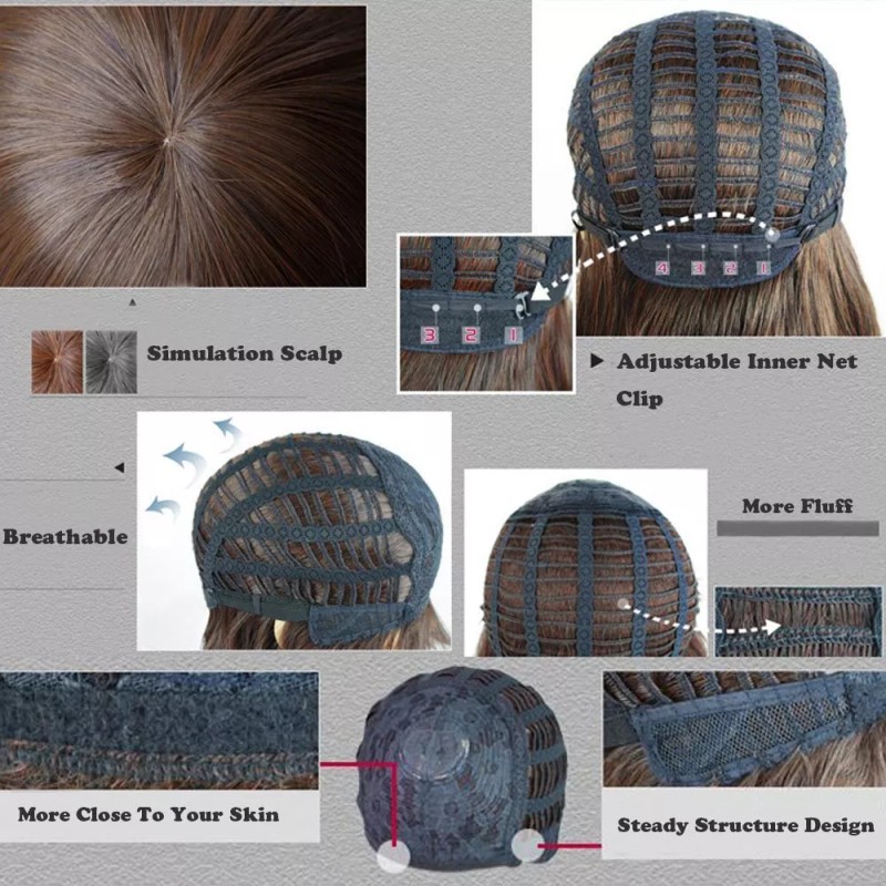 Jorla Pastel Mujer Niñas Pelucas Cortas Rizadas Con Flequillo