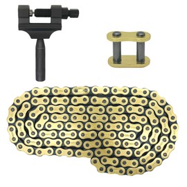 428 Motorcycle Chain and Chain Breaker,428 Roller Chain 140 Links Heavy Duty Drive Chain for 50cc 70cc 90cc 110cc 125cc Dirt Pit Bike ATV Quad Go Kart Scooter Mini Bike (Golden)