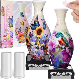 Silipull 2 Set 3D Puzzle Vase 3D Puzzle Flower Vase Crafted from 160 Curved Plastic Pieces DIY Housewarming Gift for Flower Arrangements and Home Decoration