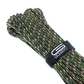 Golberg - Cuerda de poliéster de alta calidad, hecha en Estados Unidos, cuerda elástica mínima, (25 pies x 5 mm, camuflaje Woodland)