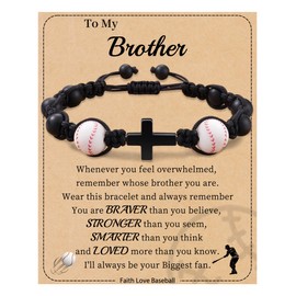 Big Brother Gift, Baseball Equipment Cross Bracelet for Men with Baseball Easter Basket Catholic Religious Gifts Confirmation Christian Jewelry