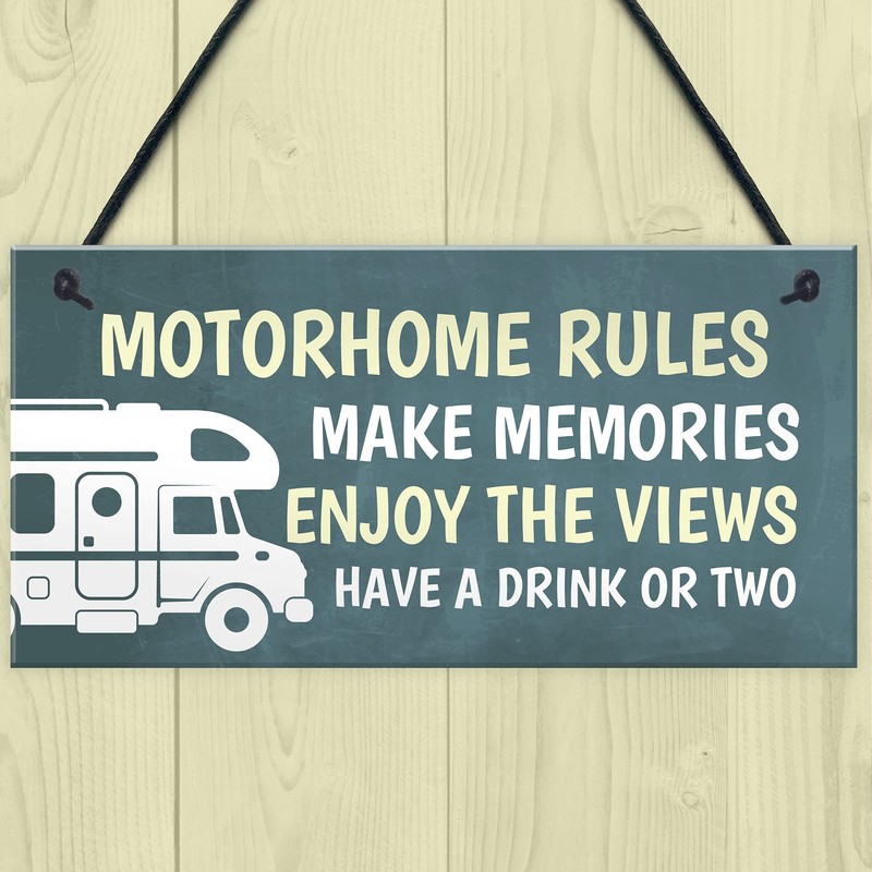 RED OCEAN Motorhome Rules Sign Hanging Door Plaque Motorhome Caravan