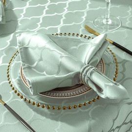 Jacquard Cloth Napkins 20 x 20 Inch Flower Pattern 4 Pieces Solid Washable Comfortable for Restaurant Family Dinners Weddings Parties and Banquets(Square, 20 inch x 20 inch,Sage Green)