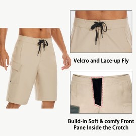 MIVEI 22" Men's Board Shorts Swimwear No Mesh Lining - Long Swim Trunks Surf Shorts Bathing Suit with Zipper Pocket UPF50+