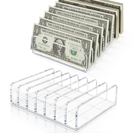 2 Packs Acrylic Mail Organizer 7 Slots Cash Tray for Desk - 7 Slots File Organizer Clear Desktop Bill Divider Holder, Envelope Holder, Transparent Countertop Mail Holder