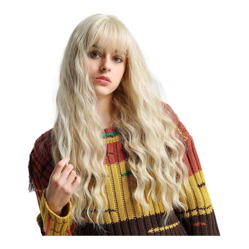 OEM Cubo De Pelo Largo Rubio Rzado Ondulado Peluca Para