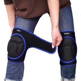 YKTSUJ Knee Pad Women Men for Gardening House Working, Floor and Carpet Cleaning, Construction Work, Cleaning Knee Pads With High Elastic Fabric Protect Knee Safety Black with Blue Edge L