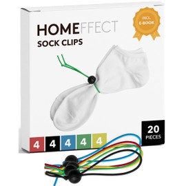 Homeffect Sock Clips for Laundry - The Original Sock Clip for Washing Socks - Laundry Sock Holder for Washing Machine and Dryer - Sock Hanger - Keep Socks Together with The Sock Laundry Organizer
