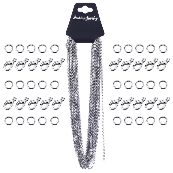 33 Feet Stainless Steel DIY Link Chain Necklaces with 20