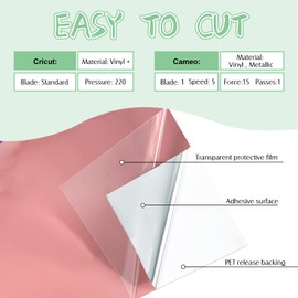 VINYL FROG Rose Gold Chrome Vinyl - 12"x60" Glossy Mirror Adhesive Vinyl Roll Rose Gold Metallic Vinyl Craft Permanent Vinyl Works with Cameo and Other Cutters