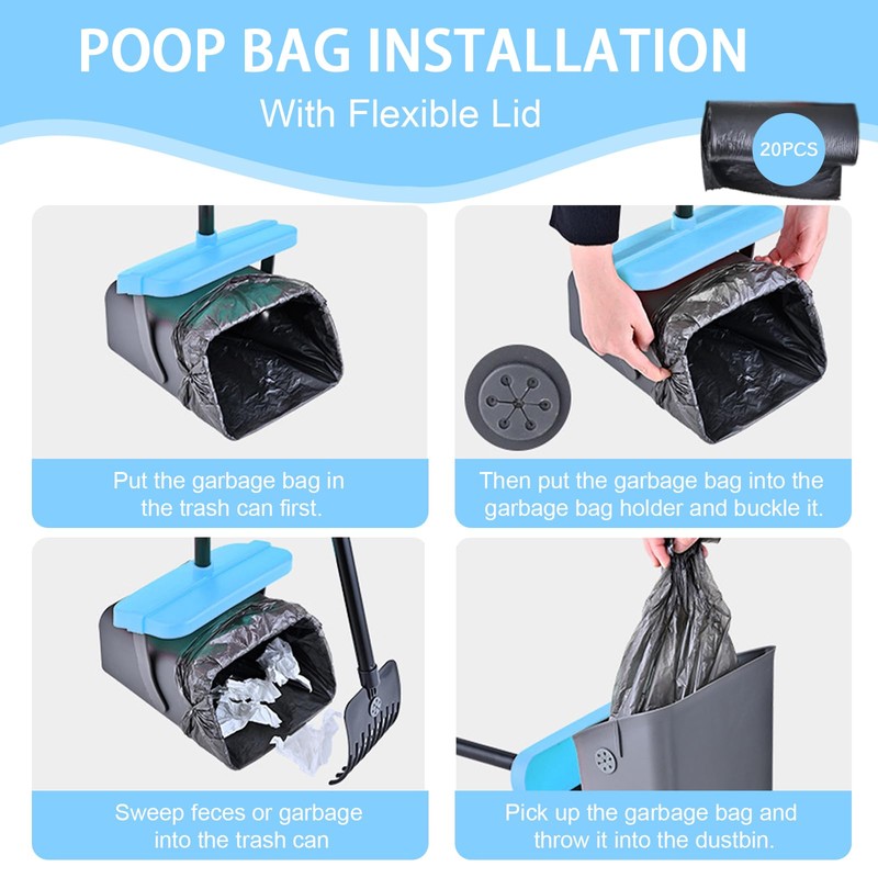 Geyecete Dog Pooper Scooper Pooper Scooper for Dogs - Long