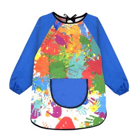 LECTNORE Kids Painting Apron Waterproof Painting Apron Long Sleeve for Kids Children's Art Smock with Pockets for Painting Cooking Eating（Height 100-120cm,Blue sleeves）