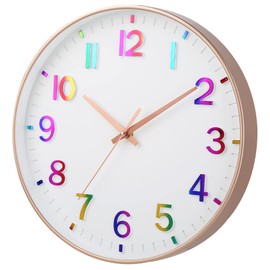 HZDHCLH Radio-Controlled Clock 30 cm Large Dial Wall Clock Silent Suitable for School Home Wall Decoration (Rose Gold)