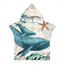 Proumhang Children's Surf Poncho Bath Poncho Microfibre Bathrobe Beach Towel Terry Cloth Changing Coat Water Sports Poncho Girls Boys 60 cm x 75 cm, Style 27