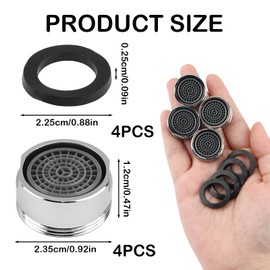Pack of 4 Water-Saving Aerator M24 Water Flow 5 l/min, Aerators Water Saver for Taps, Taps Attachments, Strainer, Stainless Steel & ABS, Limescale Filter, Tap Filter Attachment Aerator