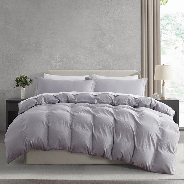 Nestl Grey Lavender Duvet Cover King Size - Soft Prewashed