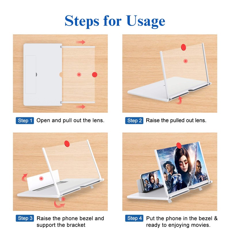 16" Screen Magnifier,3D HD Mobile Phone Magnifier Projector Screen Enlarger