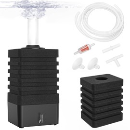 Moonorange Aquarium Bio Sponge Filter Kit, Super-Quiet Submersible Fish Tank Foam Filter with 1 Spare Sponge and Full Accessories, Suits Tanks Within 110 Gallon (L Kit)