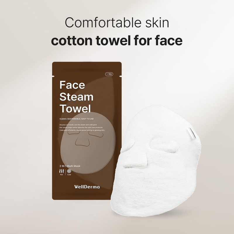 WELLDERMA Face Steam & Cooling Towel – Reusable 2-in-1 Warm