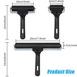 GBACHOOSE 3 Pack Rubber Brayer Rollers, Brayer Rollers for Crafting, Black Printmaking Brayer Arts Brayer for Printmaking Art Craft Stamping (6 cm,10 cm and 20 cm)
