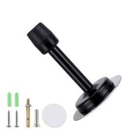 Misuyue Stainless Steel Wall Door Stop, 9.5 cm, Heavy Duty Wall Mounted with Rubber Buffer Includes Fixings - Door Buffer (Black)