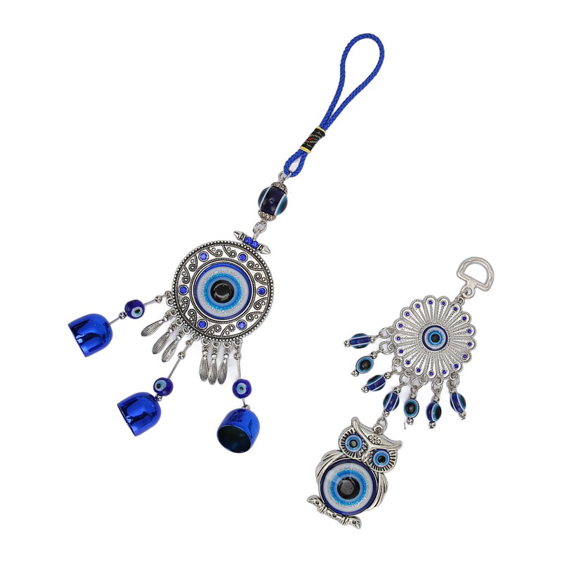 2pcs Blue Eye Owl Ornament Good Luck Attract Wealth Fashionable