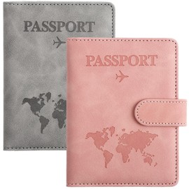 Camptrip Pack of 2 Passport Covers, Portable Vaccination Certificate Cover, Passport Organiser with RFID Shield, Passport Cover for Bank Cards, Credit Cards, Passports, Travel Documents, Wallet