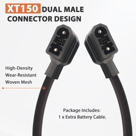 Extra Battery Cable for Delta 2/2 Max/Max/3/3 Plus/3 1500 & Wave 2/3,XT150 Extra Battery Connection Cable,1.64ft Black Upgrade Braided Workmanship (NOT for Delta Pro/Pro 3/Ultra/3 Max)
