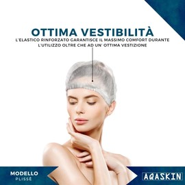 AQASKIN - Disposable Headphones [200 Pack] TNT Plissé - Quantity Discounts - Headwear and Hair - For Cosmetic Centers, SPA, Medical Centres, Restaurants, Cleaning - Color White, Green, Blue