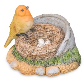Pelle & Sol Robin Birds on Nest with Eggs Garden Ornaments Decoration - Made form PolyResin