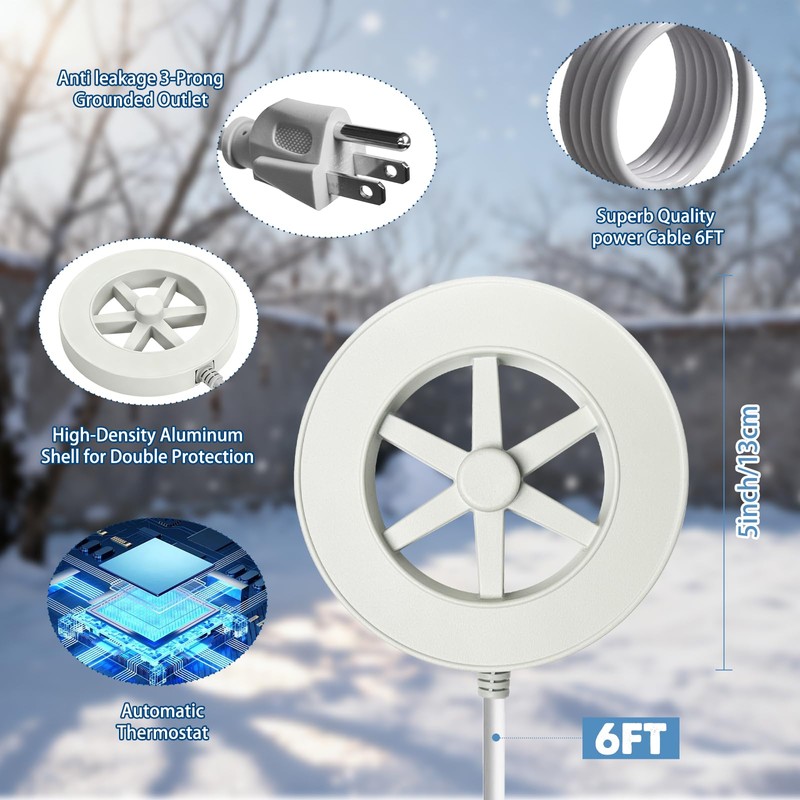 Bird Bath Heater-50W Circle De-Icer with Hollow Snowflake Design,Faster Ice