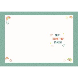 IC&G Thank You Card - Thank You Card with Colourful Stars and Rainbows Design with Embossed Foil Details
