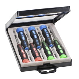 kwb Präzisions-Schraubendreher Set Kreuz, Schlitz + TX für Fein-Mechanik, Mini-Schraubenzieher f. Uhrenmacher / Feinmechaniker, Werkzeug-Satz in Aufbewahrungs-Box, mit Dreh-Kopf und 2-Komponentengriff