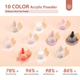 Saviland Acrylic Nail Kit - 10 Colors Acrylic Nail Powder Acrylic Nail Liquid 48W Nail Lamp Electric Nail File Half Cover Coffin Nails Tips Nail Glue for Nail Extension Acrylic Nails Home Salon Use