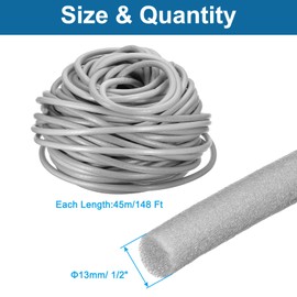 PATIKIL 1/2" x 148 ft Foam Backer Rod, Foam Caulk Saver Concrete Expansion Joint Filler Weather Strip for Sealing Concrete Gaps, Crack Joint Sealer, Grey