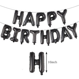 16 Inch Black Happy Birthday Aluminum Foil Letters Balloons Birthday Balloons Banner Sign For Men Women Kids Birthday Party Decorations Supplies