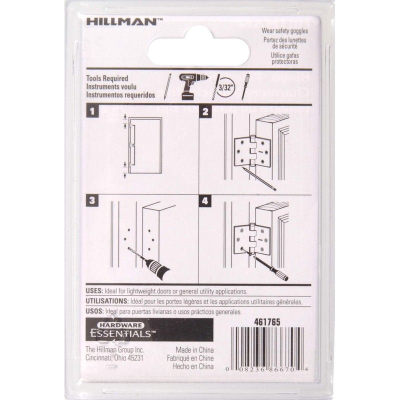 Hardware Essentials 851720 Light Narrow Door Hinges and Fixed Pin