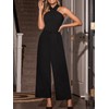 CUPSHE Women's Jumpsuit Crossover Halterneck Sleeveless Jumpsuit Smocked Waist Wide